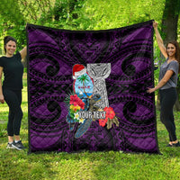 Custom Guam Christmas Quilt Santa Gift Latte Stone and Sea Turle Mix Hibiscus Chamorro Pink Style LT03 - Polynesian Pride
