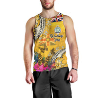 Niue Waitangi Men Tank Top Tropical Flower Tapa Pattern LT03 - Polynesian Pride