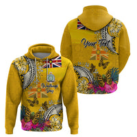 Niue Waitangi Zip Hoodie Tropical Flower Tapa Pattern LT03 - Polynesian Pride
