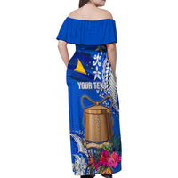 Tokelau Waitangi Family Matching Off Shoulder Maxi Dress and Hawaiian Shirt Tropical Flower Tapa Pattern LT03 - Polynesian Pride