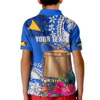 Tokelau Waitangi Kid Polo Shirt Tropical Flower Tapa Pattern LT03 - Polynesian Pride