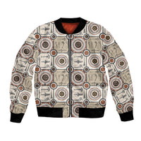 Tukenny Pattern Fijian War Clubs Bomber Jacket LT03 Unisex Beige - Polynesian Pride