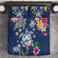 Hawaiian Turtles and Tropical Plants Bedding Set Blue Watercolor