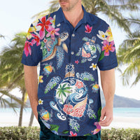 Hawaiian Turtles and Tropical Plants Hawaiian Shirt Blue Watercolor LT03 - Polynesian Pride