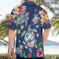 Hawaiian Turtles and Tropical Plants Hawaiian Shirt Blue Watercolor LT03 - Polynesian Pride