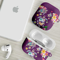 Hawaiian Turtles and Tropical Plants AirPods Case Purple Watercolor LT03 - Polynesian Pride