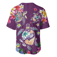 Hawaiian Turtles and Tropical Plants Baseball Jersey Purple Watercolor LT03 - Polynesian Pride