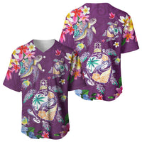 Hawaiian Turtles and Tropical Plants Baseball Jersey Purple Watercolor LT03 - Polynesian Pride