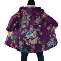 Hawaiian Turtles and Tropical Plants Cloak Purple Watercolor LT03 - Polynesian Pride
