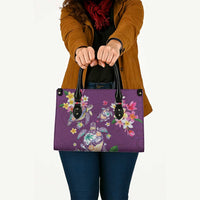Hawaiian Turtles and Tropical Plants Leather Bag Purple Watercolor LT03 - Polynesian Pride