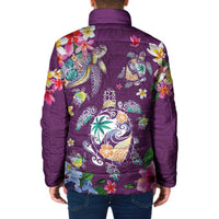 Hawaiian Turtles and Tropical Plants Padded Jacket Purple Watercolor LT03 - Polynesian Pride