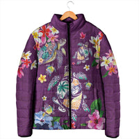 Hawaiian Turtles and Tropical Plants Padded Jacket Purple Watercolor LT03 - Polynesian Pride