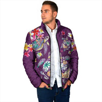 Hawaiian Turtles and Tropical Plants Padded Jacket Purple Watercolor LT03 - Polynesian Pride