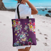 Hawaiian Turtles and Tropical Plants Tote Bag Purple Watercolor LT03 - Polynesian Pride