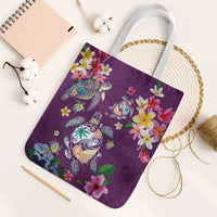 Hawaiian Turtles and Tropical Plants Tote Bag Purple Watercolor LT03 White Strap One Size Purple - Polynesian Pride