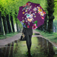 Hawaiian Turtles and Tropical Plants Umbrella Purple Watercolor
