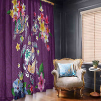 Hawaiian Turtles and Tropical Plants Window Curtain Purple Watercolor LT03 - Polynesian Pride