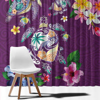 Hawaiian Turtles and Tropical Plants Window Curtain Purple Watercolor LT03 - Polynesian Pride