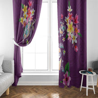 Hawaiian Turtles and Tropical Plants Window Curtain Purple Watercolor LT03 - Polynesian Pride