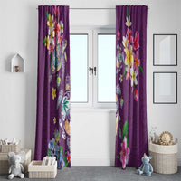 Hawaiian Turtles and Tropical Plants Window Curtain Purple Watercolor LT03 - Polynesian Pride
