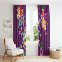 Hawaiian Turtles and Tropical Plants Window Curtain Purple Watercolor LT03 - Polynesian Pride