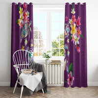 Hawaiian Turtles and Tropical Plants Window Curtain Purple Watercolor LT03 - Polynesian Pride