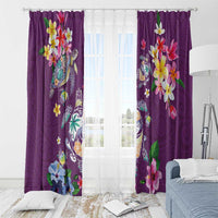Hawaiian Turtles and Tropical Plants Window Curtain Purple Watercolor LT03 - Polynesian Pride