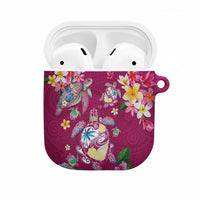 Hawaiian Turtles and Tropical Plants AirPods Case Pink Watercolor LT03 Pink - Polynesian Pride