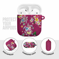 Hawaiian Turtles and Tropical Plants AirPods Case Pink Watercolor LT03 - Polynesian Pride