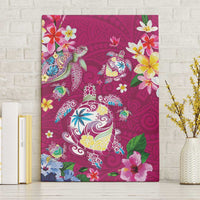 Hawaiian Turtles and Tropical Plants Canvas Wall Art Pink Watercolor LT03 Without Frame Pink - Polynesian Pride