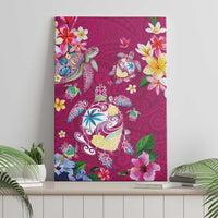 Hawaiian Turtles and Tropical Plants Canvas Wall Art Pink Watercolor LT03 - Polynesian Pride