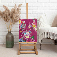 Hawaiian Turtles and Tropical Plants Canvas Wall Art Pink Watercolor LT03 - Polynesian Pride