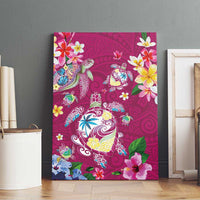 Hawaiian Turtles and Tropical Plants Canvas Wall Art Pink Watercolor LT03 - Polynesian Pride
