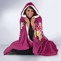 Hawaiian Turtles and Tropical Plants Hooded Blanket Pink Watercolor LT03 - Polynesian Pride