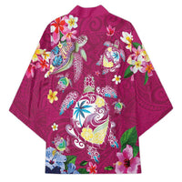 Hawaiian Turtles and Tropical Plants Kimono Pink Watercolor