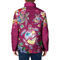 Hawaiian Turtles and Tropical Plants Padded Jacket Pink Watercolor LT03 - Polynesian Pride