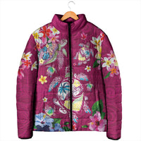 Hawaiian Turtles and Tropical Plants Padded Jacket Pink Watercolor LT03 - Polynesian Pride