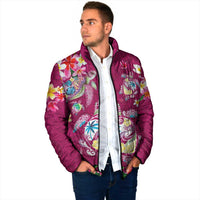 Hawaiian Turtles and Tropical Plants Padded Jacket Pink Watercolor LT03 - Polynesian Pride