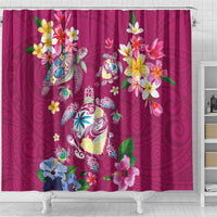 Hawaiian Turtles and Tropical Plants Shower Curtain Pink Watercolor LT03 - Polynesian Pride