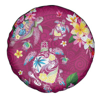 Hawaiian Turtles and Tropical Plants Spare Tire Cover Pink Watercolor