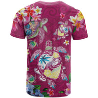 Hawaiian Turtles and Tropical Plants T Shirt Pink Watercolor LT03 - Polynesian Pride