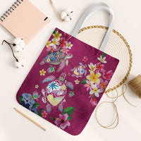 Hawaiian Turtles and Tropical Plants Tote Bag Pink Watercolor LT03 White Strap One Size Pink - Polynesian Pride