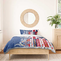 Hawaiian Manta Ray and Turtle Tribal Tattoo Bedding Set With Hawaii Flag and Flowers