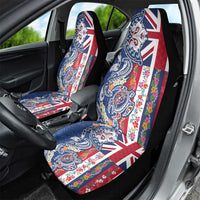 Hawaiian Manta Ray and Turtle Tribal Tattoo Car Seat Cover With Hawaii Flag and Flowers