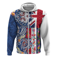 Hawaiian Manta Ray and Turtle Tribal Tattoo Hoodie With Hawaii Flag and Flowers