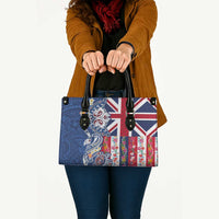 Hawaiian Manta Ray and Turtle Tribal Tattoo Leather Bag With Hawaii Flag and Flowers
