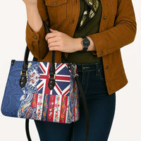 Hawaiian Manta Ray and Turtle Tribal Tattoo Leather Bag With Hawaii Flag and Flowers