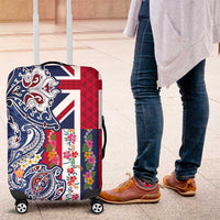 Hawaiian Manta Ray and Turtle Tribal Tattoo Luggage Cover With Hawaii Flag and Flowers