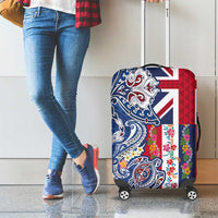 Hawaiian Manta Ray and Turtle Tribal Tattoo Luggage Cover With Hawaii Flag and Flowers