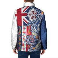 Hawaiian Manta Ray and Turtle Tribal Tattoo Padded Jacket With Hawaii Flag and Flowers